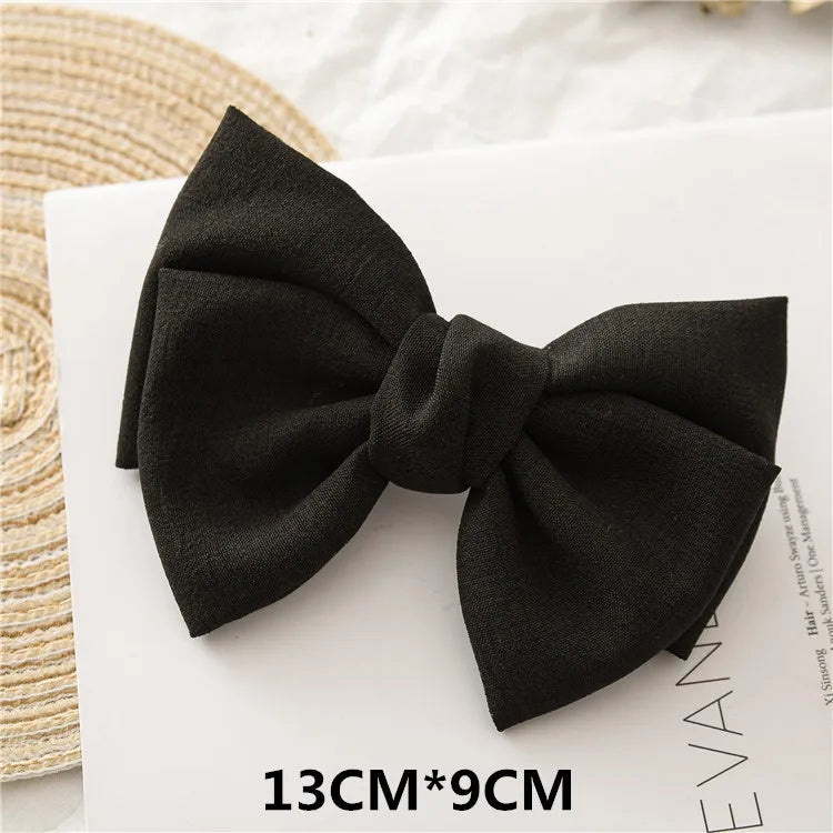 Premium Black Satin Barrettes Bow Hair Clip - style 20 / CN