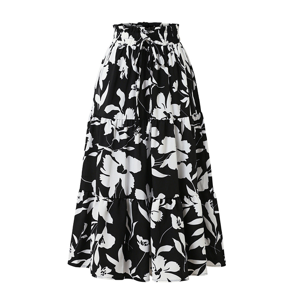Printed A- Line Skirt Pleated Women - Black / L - Other