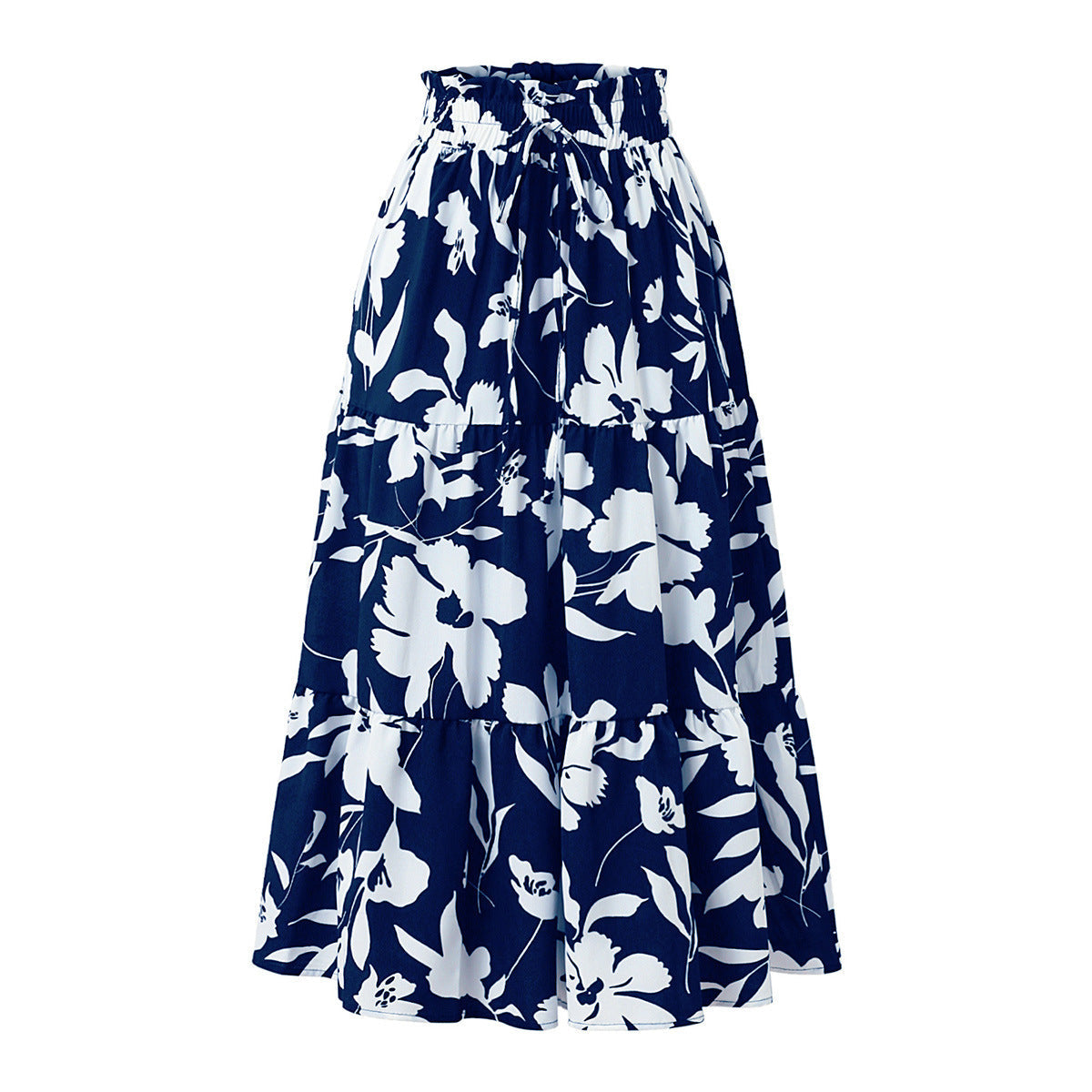 Printed A- Line Skirt Pleated Women - Dark Blue / L - Other