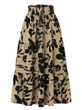 Printed A- Line Skirt Pleated Women - Khaki / L - Other