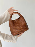 PU Small size Hand-woven Bucket Bag High Quality