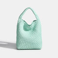 PU Small size Hand-woven Bucket Bag High Quality - Jade green / 22cmx22cmx11cm / CHINA
