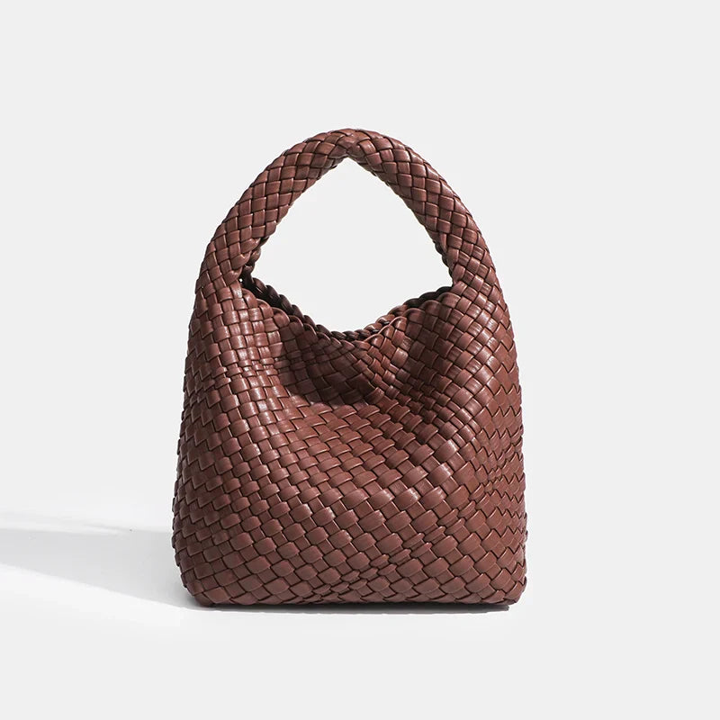 PU Women’s Braided Bag - Coffee color / 22cmx22cmx11cm / CHINA