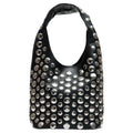 Punk Style Embellished Double-Faced Round Niche Bucket Bag - black