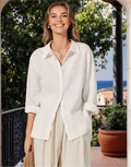 Pure Linen Long-Sleeve Shirt for Women