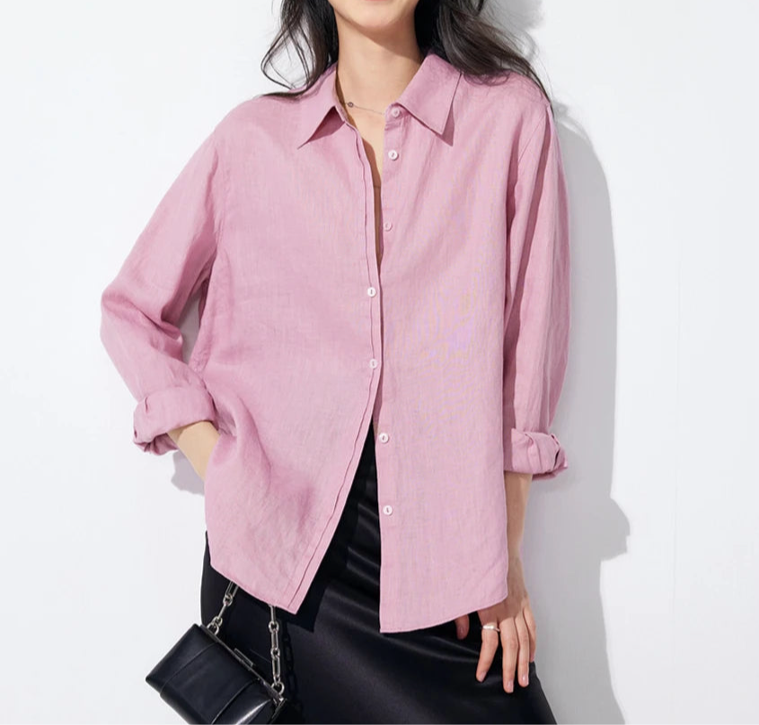Pure Linen Long-Sleeve Shirt for Women