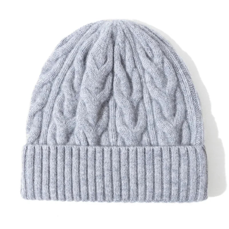 Pure Wool Cable Knit Beanies for Women