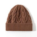 Pure Wool Cable Knit Beanies for Women - Brown / One Size