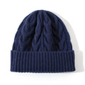Pure Wool Cable Knit Beanies for Women - Navy / One Size