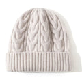 Pure Wool Cable Knit Beanies for Women - Off white / One Size
