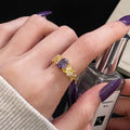 Purple Fire-free Colored Gems Zircon Mid-ancient Brushed Open Ring - JZ5495 / Adjustable Opening - electronic