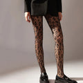Purple Leopard Pantyhose for Women - Black