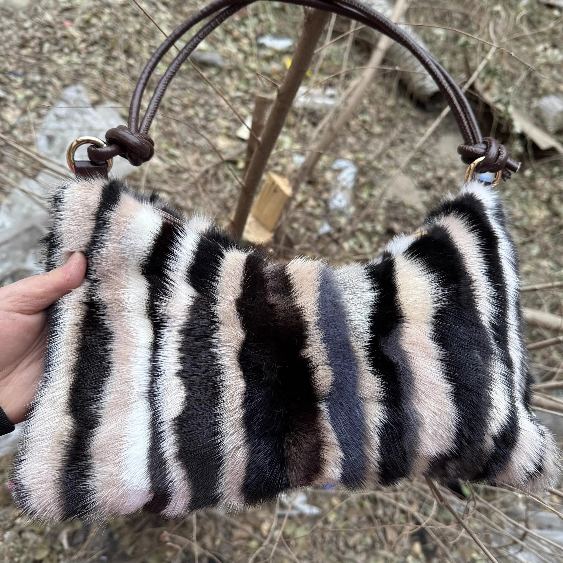 Real Mink Fur Bag Shoulder - 50