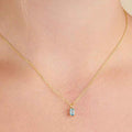 Rectangular 12month Birthday Stone Pendant Colorful Zircon Clavicle Chain - March - electronic accessories