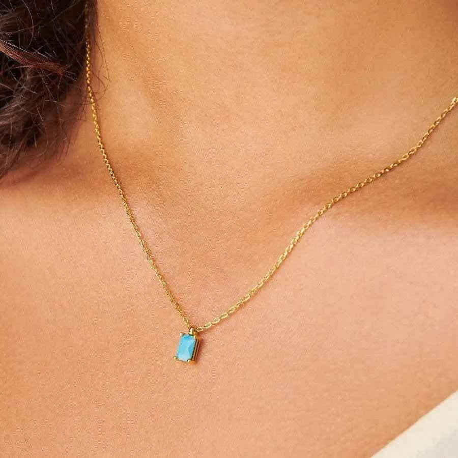 Rectangular 12month Birthday Stone Pendant Colorful Zircon Clavicle Chain - electronic accessories