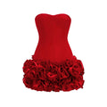 Red Color Women Strapless Ball Gown Mini - Other