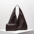 Retro Artificial Leather Woven Pattern Shoulder Bag - Coffee