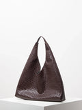 Retro Artificial Leather Woven Pattern Shoulder Bag - Coffee