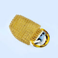 Retro Casual Hand-woven hollow Beaded Crystal Bucket Women’s Bag - Yellow