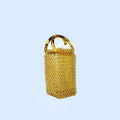 Retro Casual Hand-woven hollow Beaded Crystal Bucket Women’s Bag - Yellow