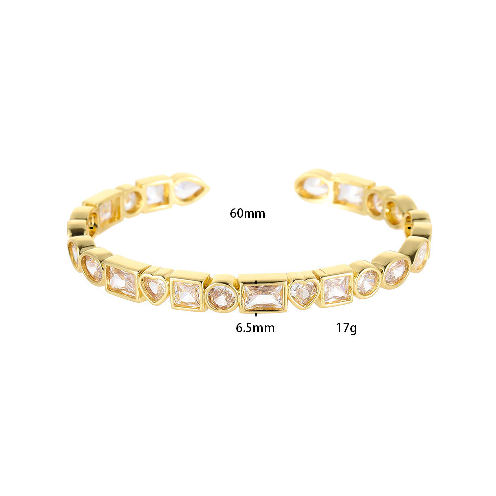 Retro Color Zirconium Ladies’ Bracelet - 14K Gold XZ373 White - electronic accessories
