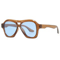 Retro Double Beam Sunglasses Women - tea blue / only 1pcs sunglasses