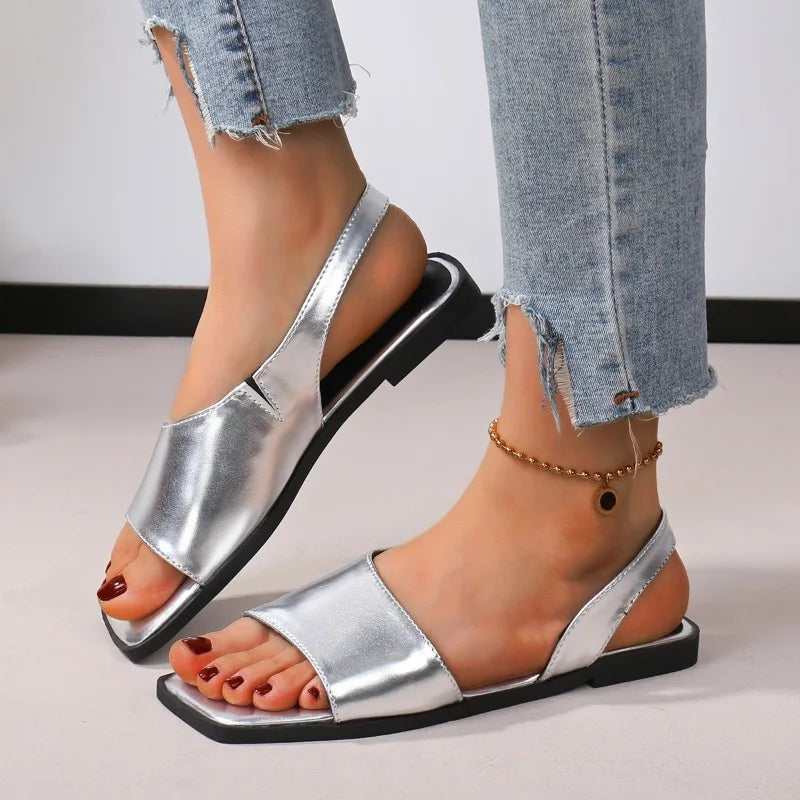 Retro Flat Sandals for Women - Silver / 37