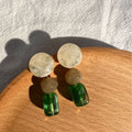 Retro French High-grade Earrings - Olive Green / 925 Silver - electronic accessories