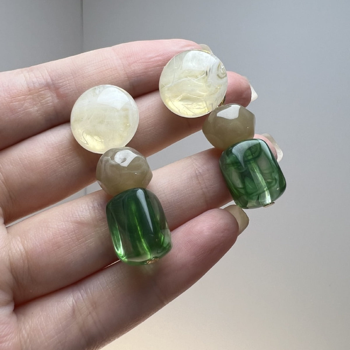 Retro French High-grade Earrings - Olive Green / 925 Silver - electronic accessories