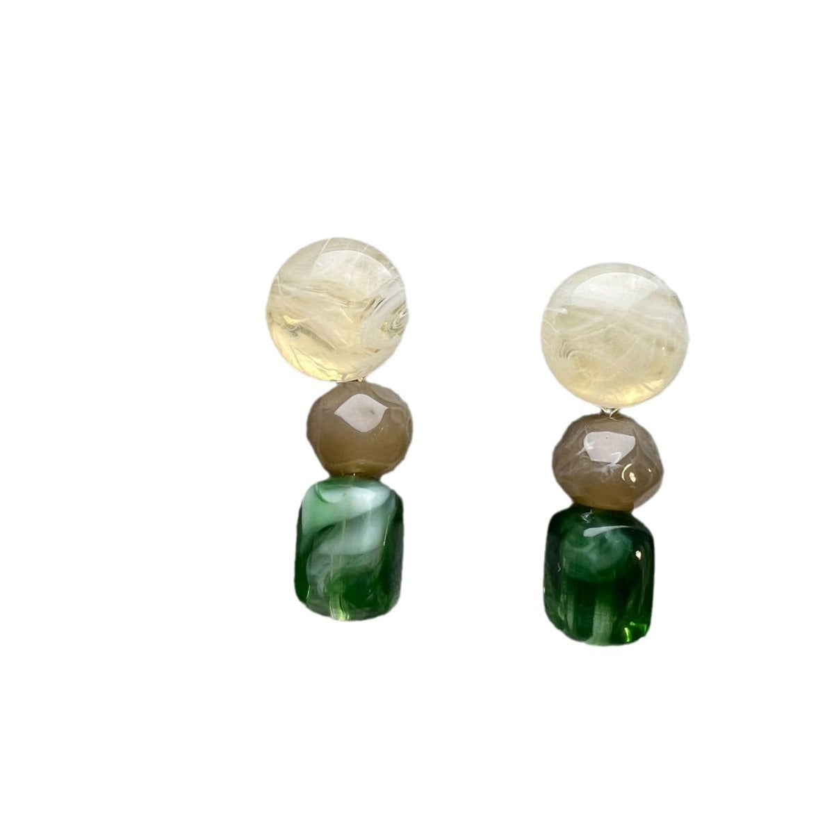 Retro French High-grade Earrings - Olive Green / 925 Silver - electronic accessories