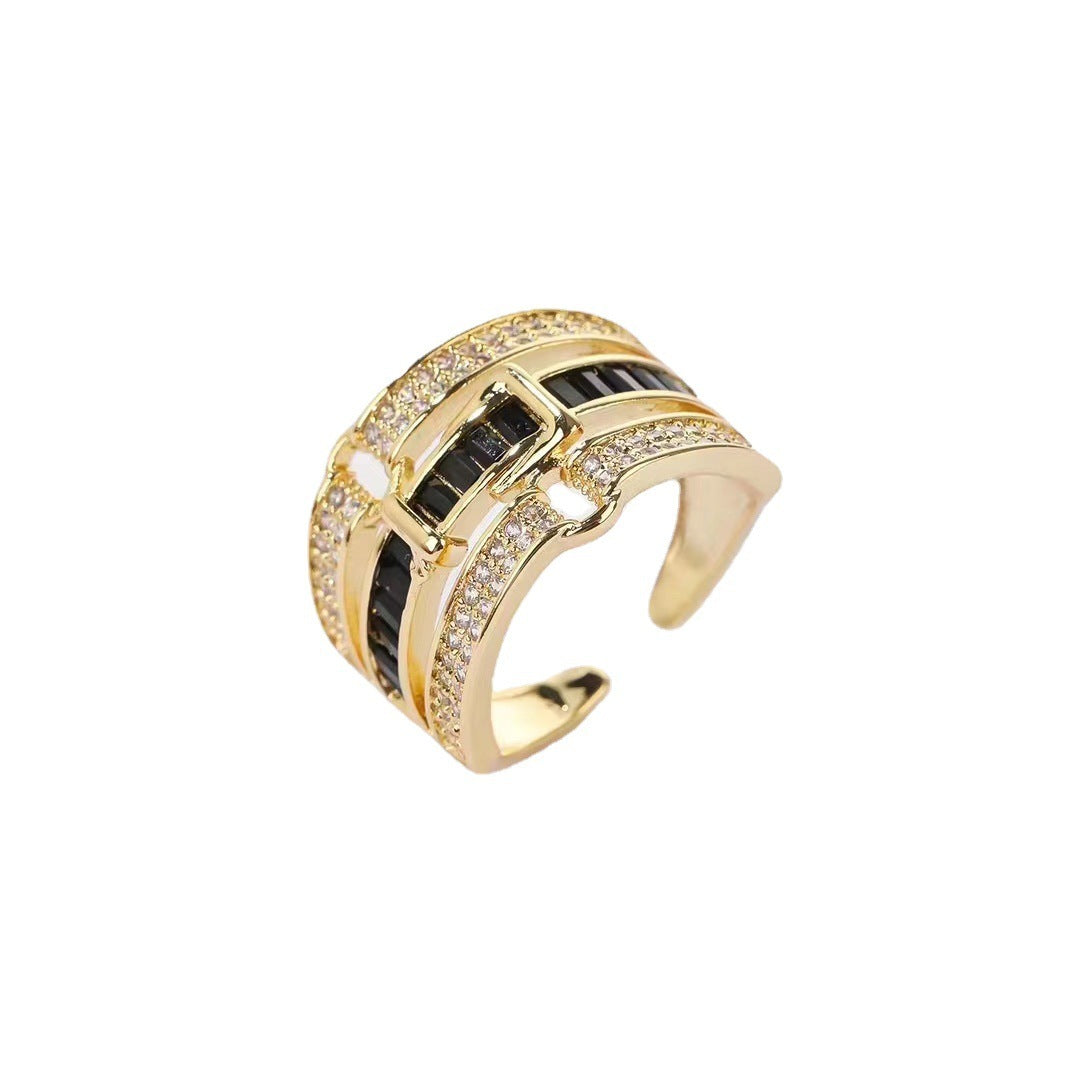 Retro Gemstone Open-end Personality Ring - electronic accessories