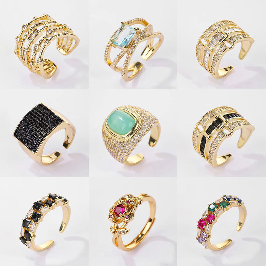 Retro Gemstone Open-end Personality Ring - electronic accessories