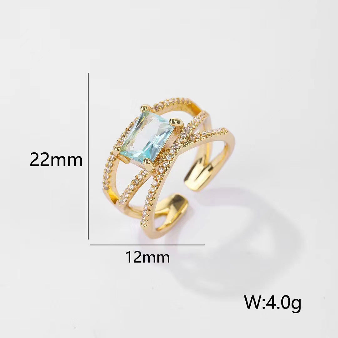 Retro Gemstone Open-end Personality Ring - H10702 - electronic accessories