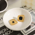 Retro Geometric Ribbed Irregular Ear Studs Stainless Steel - JDE0112028-BK