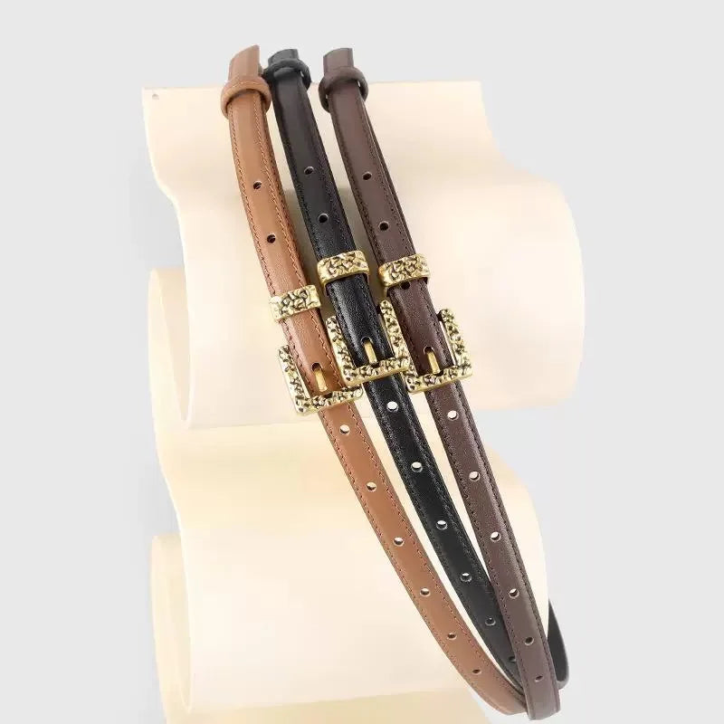 Retro Gold Women Belt Genuine Leather