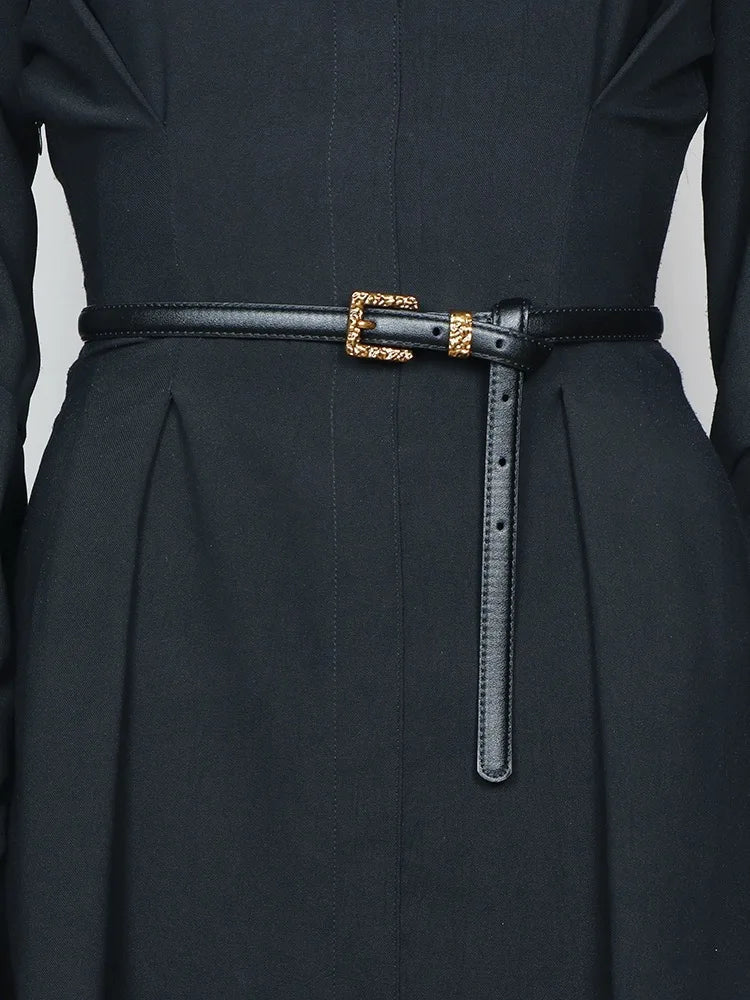 Retro Gold Women Belt Genuine Leather