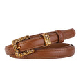 Retro Gold Women Belt Genuine Leather - burnt orange / 100cm