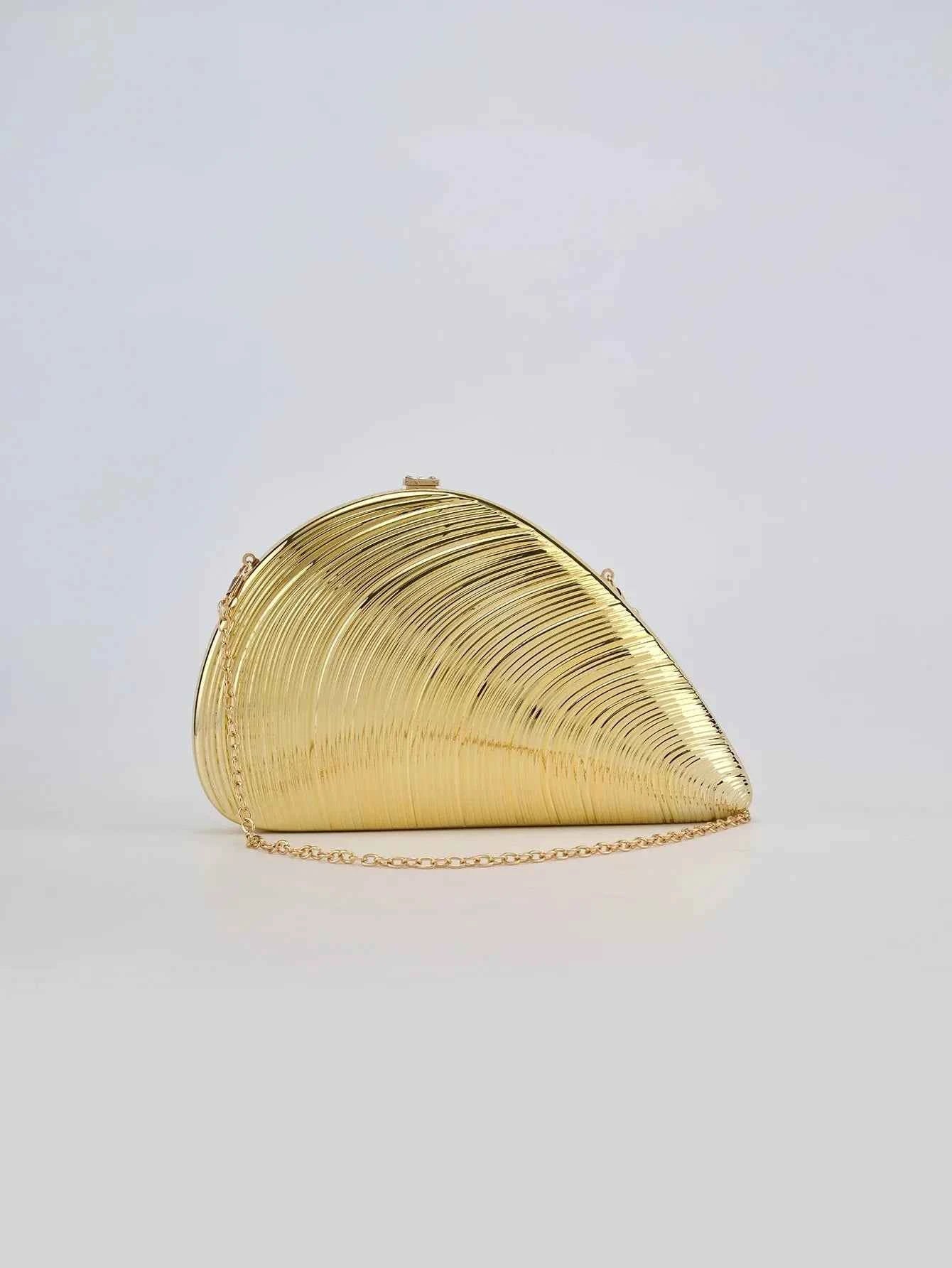 Retro Golden Silver Metal Large Shell Acrylic Bag