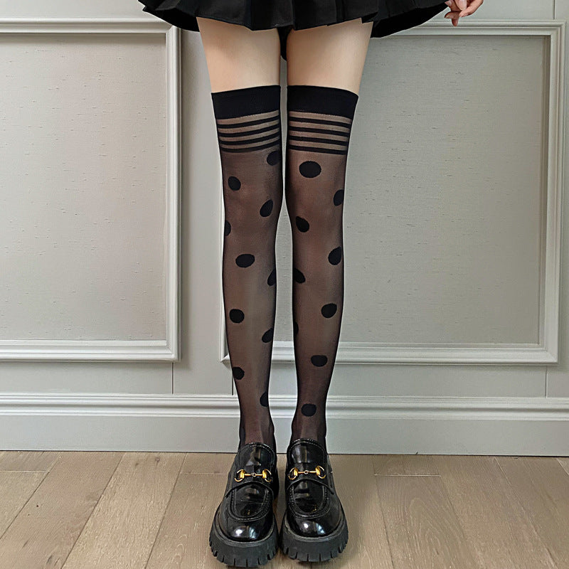 Retro Large Round Point Thin Stockings For Women - Black / Average Size - Dress Shirts