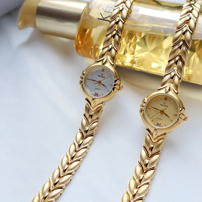 Retro Minority Round Senior Placer Gold Bracelet Women’s All-match Small Watch - electronic accessories