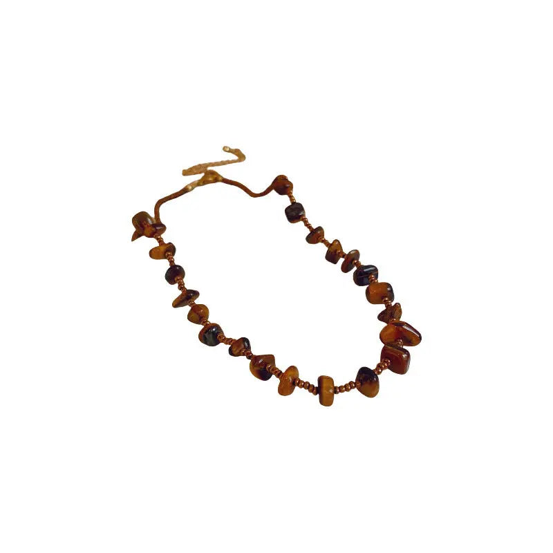 Retro Natural Tigereye Beaded Necklace For Women - Tiger Eye - electronic accessories
