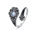 Retro Old Love Opal Ring For Women - White Gold Color / Adjustable Opening - electronic accessories
