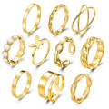Retro  Pearl Knuckle Ring Butterfly Ring Suit 10-piece Set - Norellé