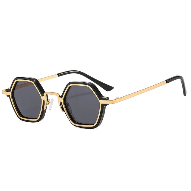 Retro Polygon Square Sunglasses Women - Black golden grey / As the picture