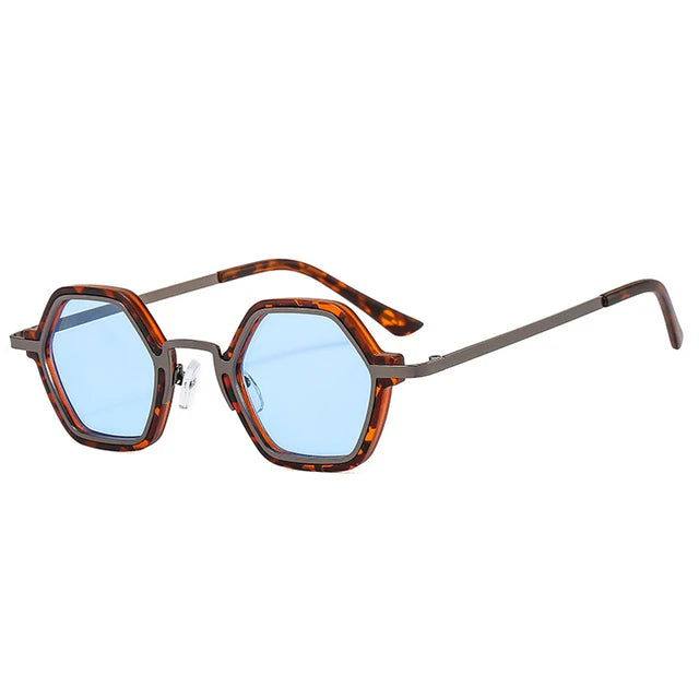 Retro Polygon Square Sunglasses Women - Leopard blue / As the picture