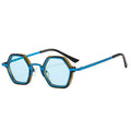 Retro Polygon Square Sunglasses Women - Stripe blue / As the picture