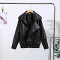 Retro PU Leather Stand Collar Jacket Women