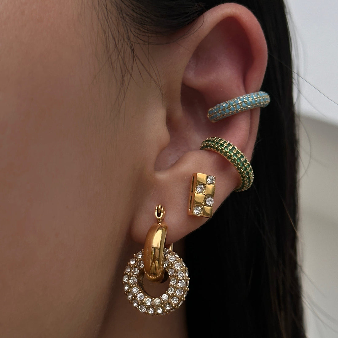 Retro Simple Full Rhinestone Zircon Ear Clip Earrings - electronic accessories