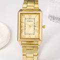Retro Simple Stylish Square Dial Calendar Quartz Watch - Gold - electronic accessories