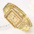Retro Simple Stylish Square Dial Calendar Quartz Watch - Gold - electronic accessories